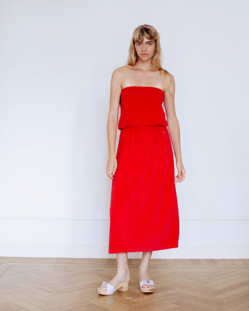 Lulu Terry Towelling Dress Red